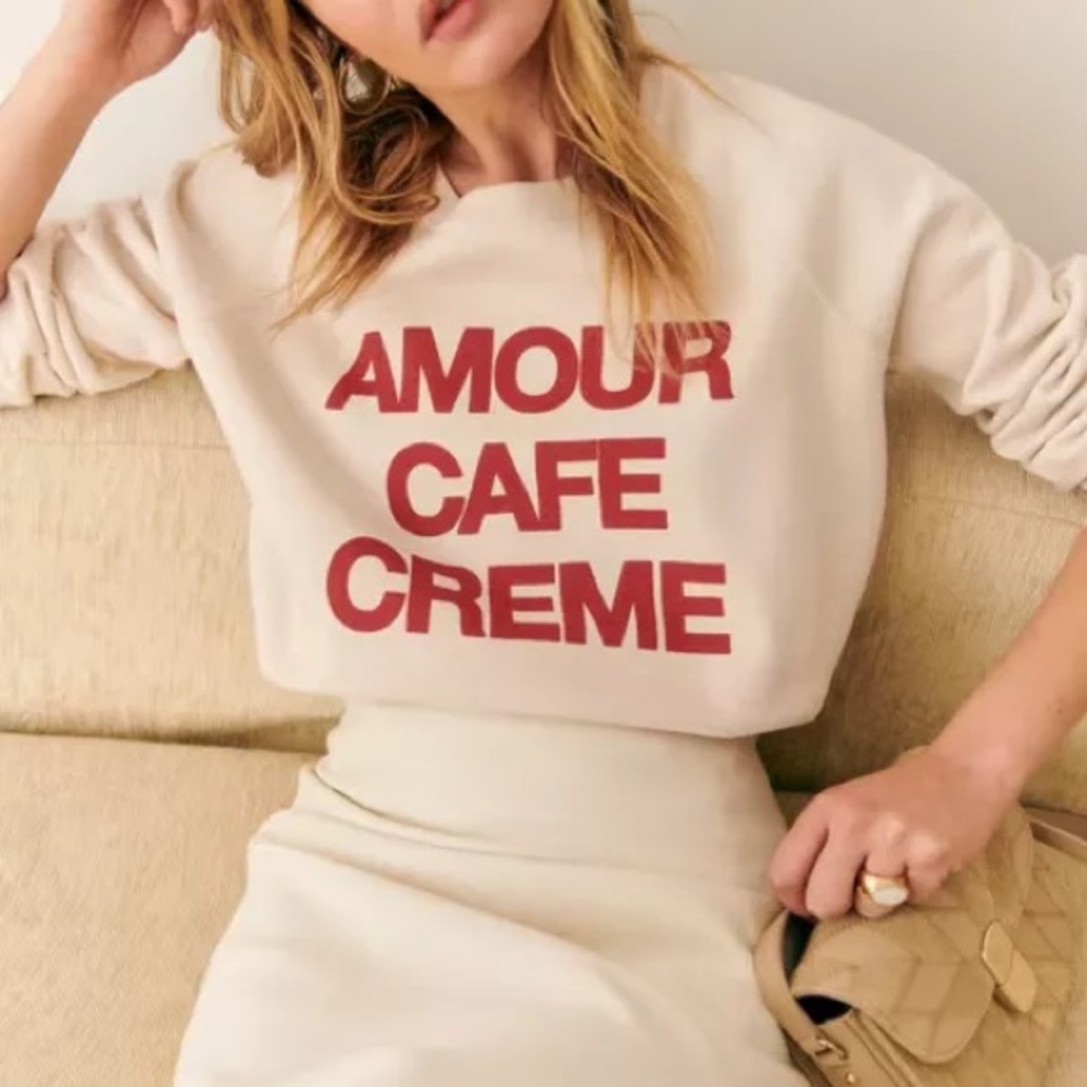 Sezane amour cafe crème sweatshirt